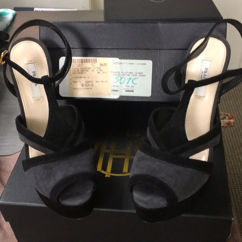 Prada Suede Platform T-Strap - Picture 4 of 8